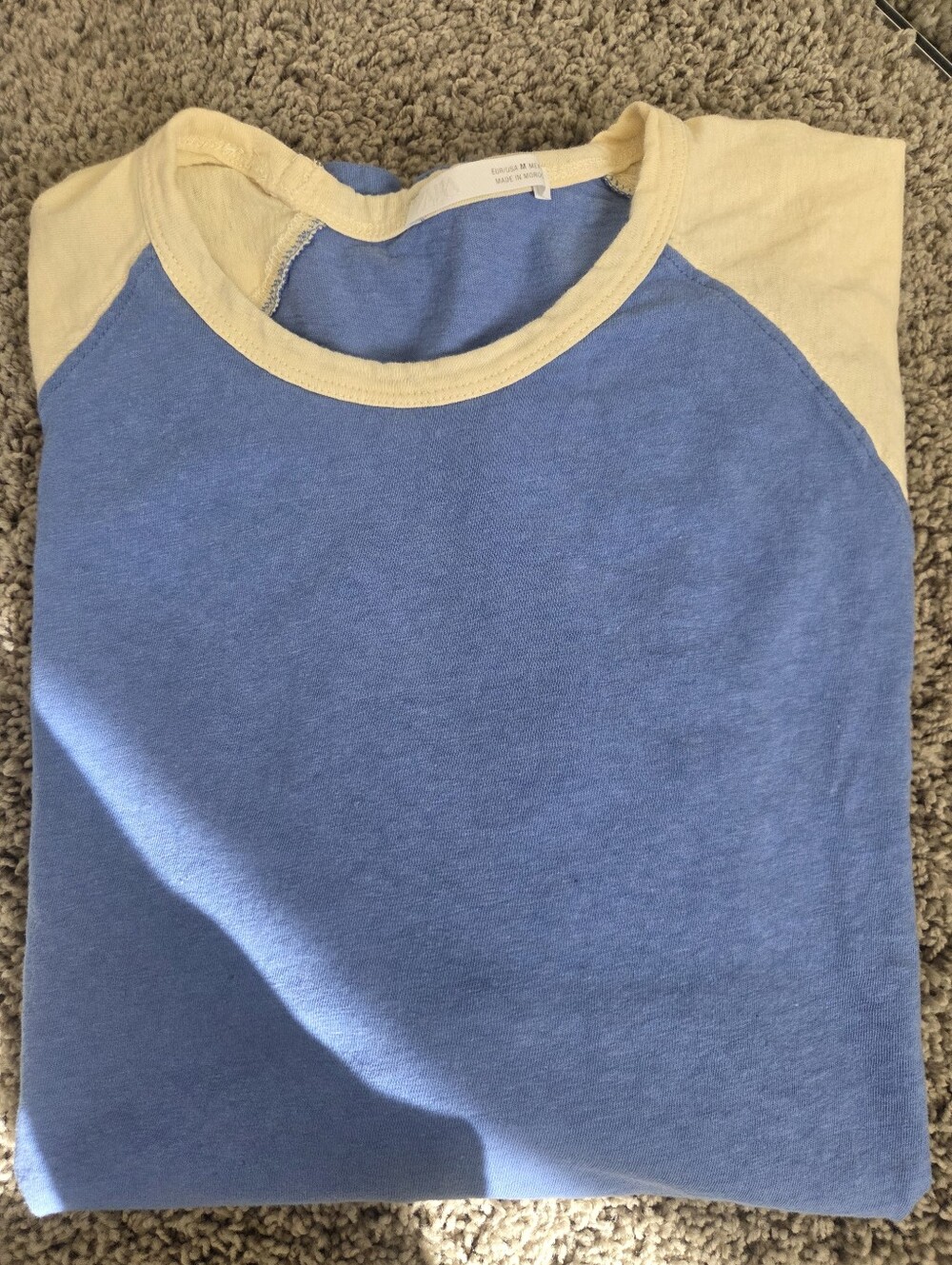 Zara sold out - Blue & Yellow Raglan Long-Sleeve Shirt - Medium - Unworn